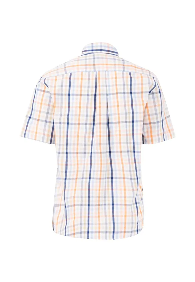 FYNCHHATTON Finely Checked Halk Shirt With A Logodail Sunny Orangestrong Blueturf Green Men Shirts