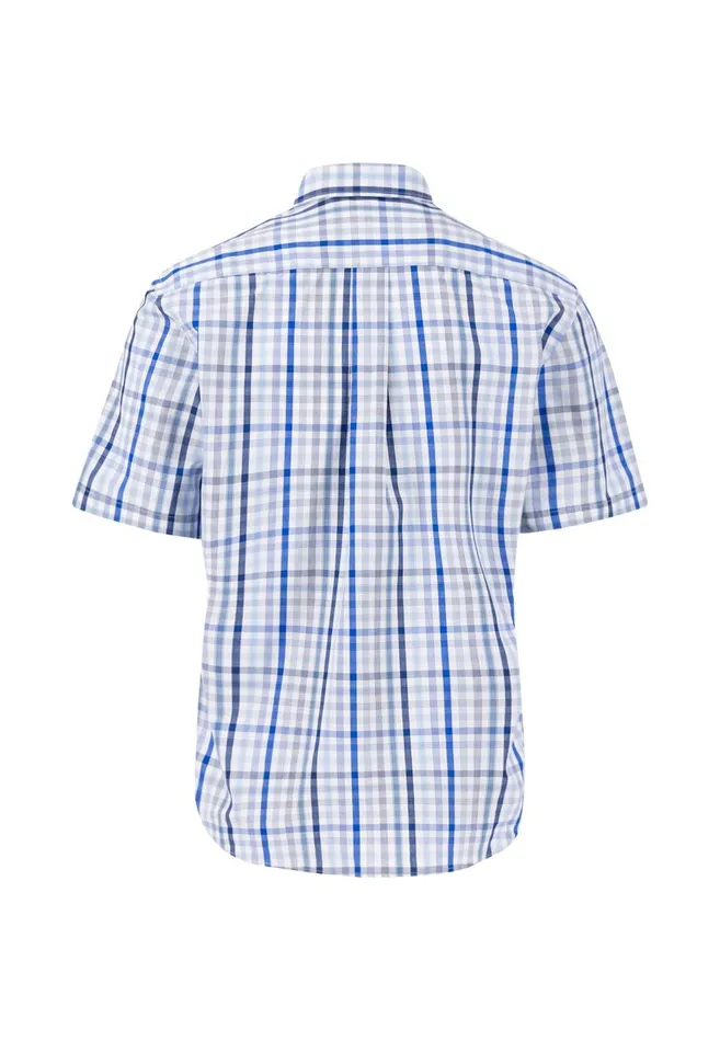 FYNCHHATTON Finely Checked Halk Shirt With A Logodail Sunny Orangestrong Blueturf Green Men Shirts