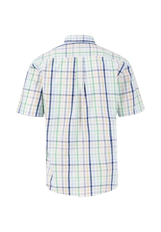 FYNCHHATTON Finely Checked Halk Shirt With A Logodail Sunny Orangestrong Blueturf Green Men Shirts