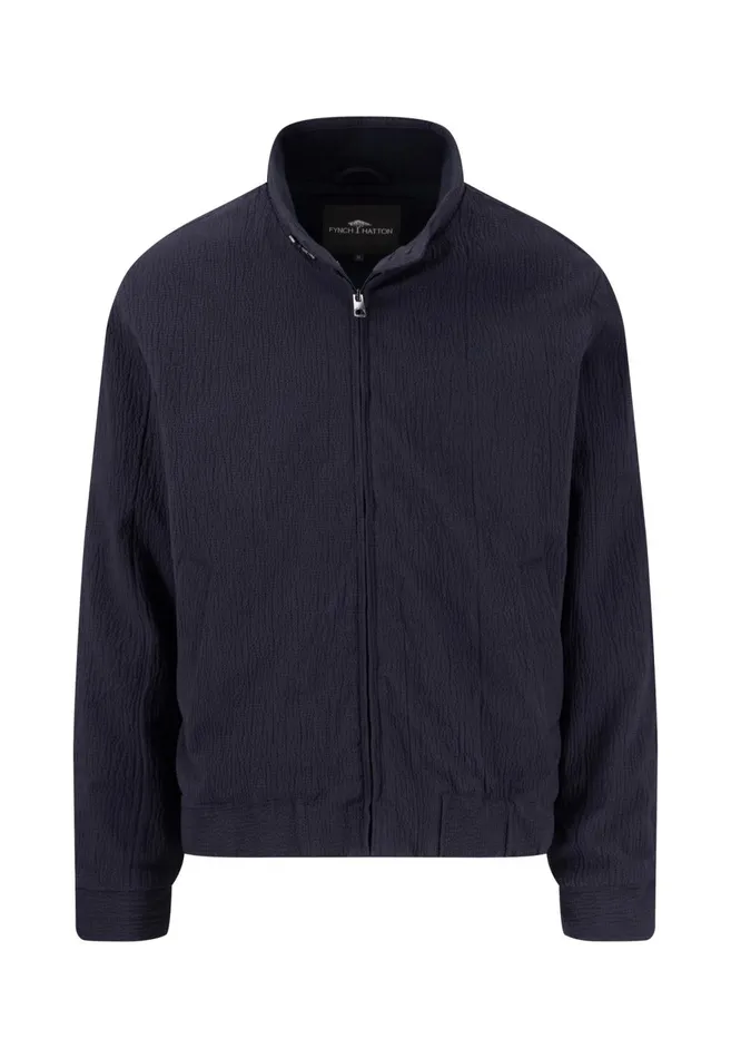 FYNCHHATTON Jacket With A Stand up Collar And Travel Closure Dark Navyblue Striped Men Jackets and Coats FYNCHHATTON Jacket With A Stand up Collar And Travel Closure Dark Navyblue Striped Men Jackets and Coats