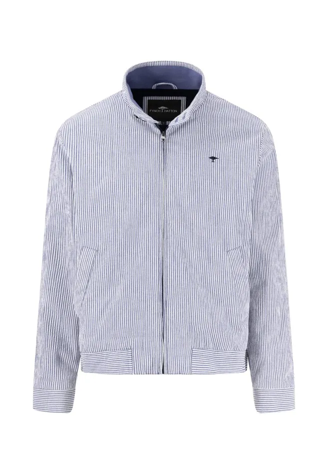 FYNCHHATTON Jacket With A Stand up Collar And Travel Closure Dark Navyblue Striped Men Jackets and Coats