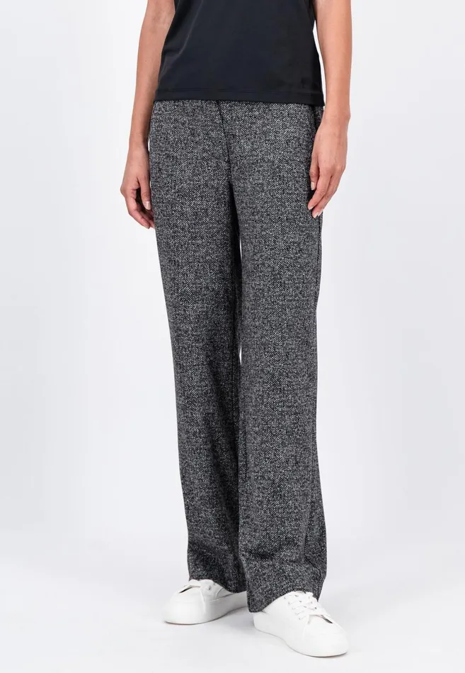 FYNCHHATTON Just Cut Pants With A Structural Pattern Black Women Pants