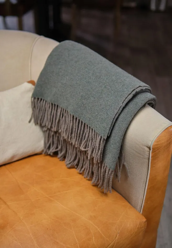FYNCHHATTON Kibo Cashmere Plaid Nature Sandsalviacreamgreenbrowngray Silver Living Home Accessories