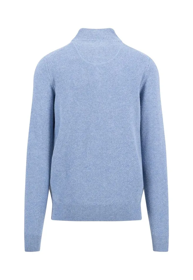 FYNCHHATTON Knitting Sweater Made Of Wool Mix With A Troyer Collar And Buttons Flamecloud Bluenavyhazel Men Sweater