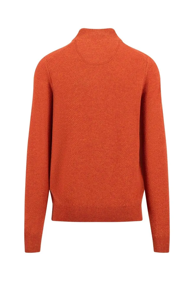 FYNCHHATTON Knitting Sweater Made Of Wool Mix With A Troyer Collar And Buttons Flamecloud Bluenavyhazel Men Sweater