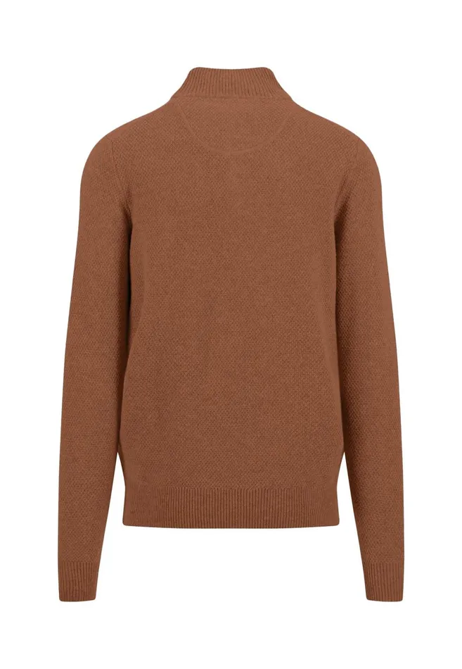 FYNCHHATTON Knitting Sweater Made Of Wool Mix With A Troyer Collar And Buttons Flamecloud Bluenavyhazel Men Sweater