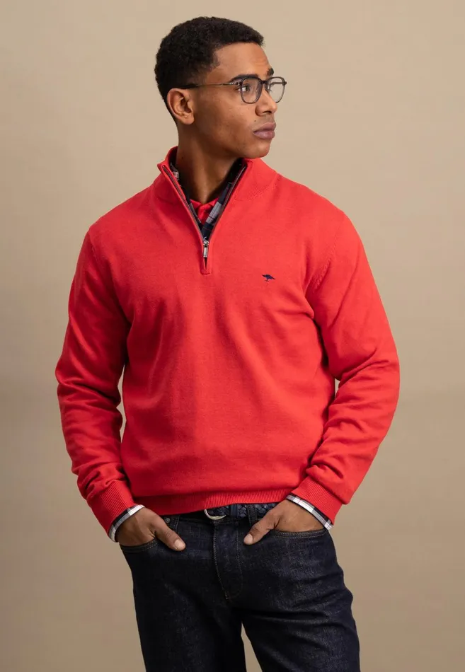 FYNCHHATTON Knitting Sweater With A Troyer Collar Poppy Redstrong Bluesummer Breezesplashy Oceanturf Greenmalagajade Men Sweater FYNCHHATTON Knitting Sweater With A Troyer Collar Poppy Redstrong Bluesummer Breezesplashy Oceanturf Greenmalagajade Men Sweater
