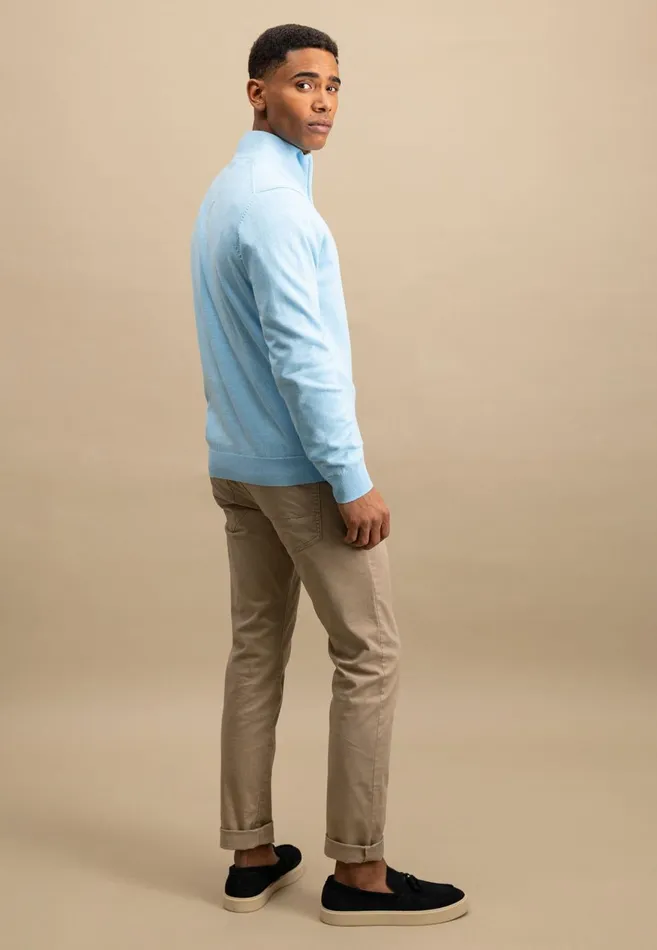 FYNCHHATTON Knitting Sweater With A Troyer Collar Poppy Redstrong Bluesummer Breezesplashy Oceanturf Greenmalagajade Men Sweater