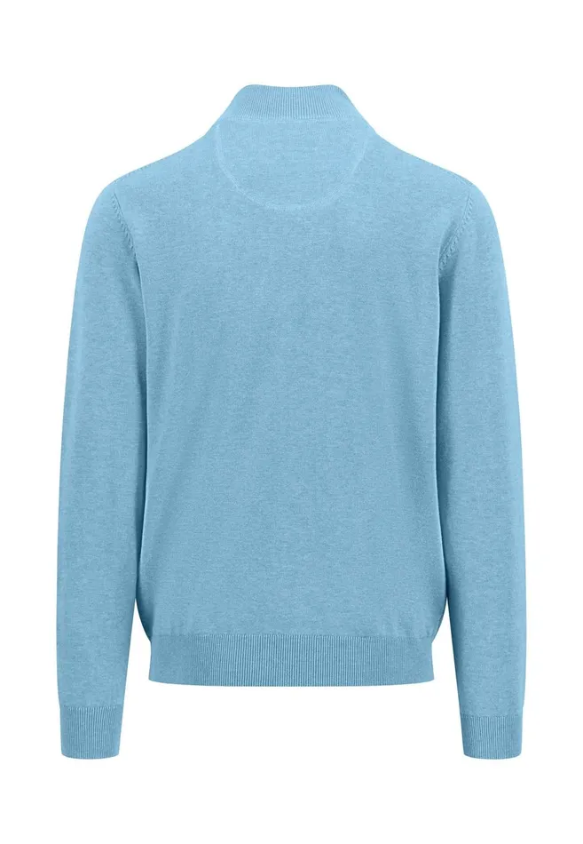 FYNCHHATTON Knitting Sweater With A Troyer Collar Poppy Redstrong Bluesummer Breezesplashy Oceanturf Greenmalagajade Men Sweater