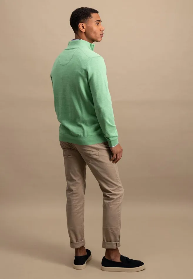 FYNCHHATTON Knitting Sweater With A Troyer Collar Poppy Redstrong Bluesummer Breezesplashy Oceanturf Greenmalagajade Men Sweater