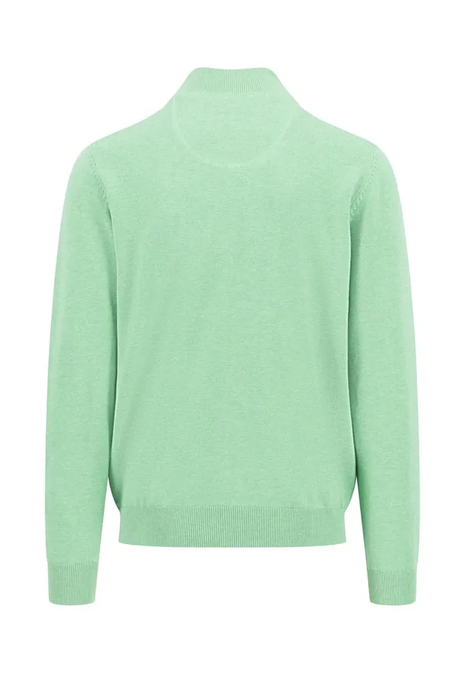 FYNCHHATTON Knitting Sweater With A Troyer Collar Poppy Redstrong Bluesummer Breezesplashy Oceanturf Greenmalagajade Men Sweater