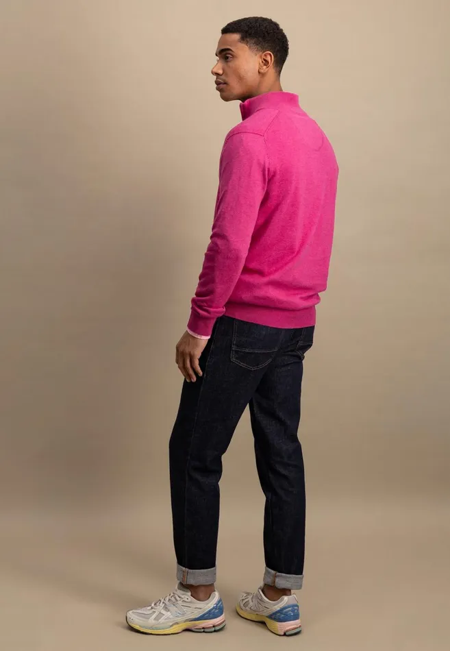 FYNCHHATTON Knitting Sweater With A Troyer Collar Poppy Redstrong Bluesummer Breezesplashy Oceanturf Greenmalagajade Men Sweater