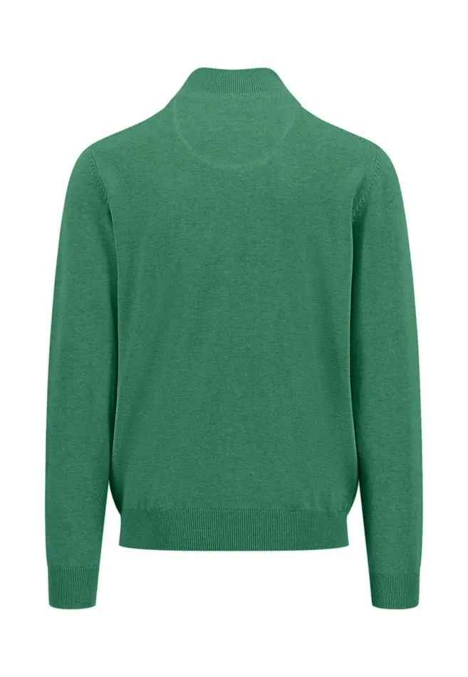 FYNCHHATTON Knitting Sweater With A Troyer Collar Poppy Redstrong Bluesummer Breezesplashy Oceanturf Greenmalagajade Men Sweater