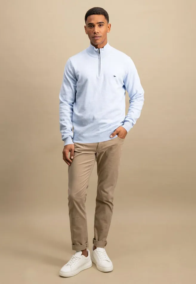 FYNCHHATTON Knitting Sweater With A Troyer Collar Poppy Redstrong Bluesummer Breezesplashy Oceanturf Greenmalagajade Men Sweater