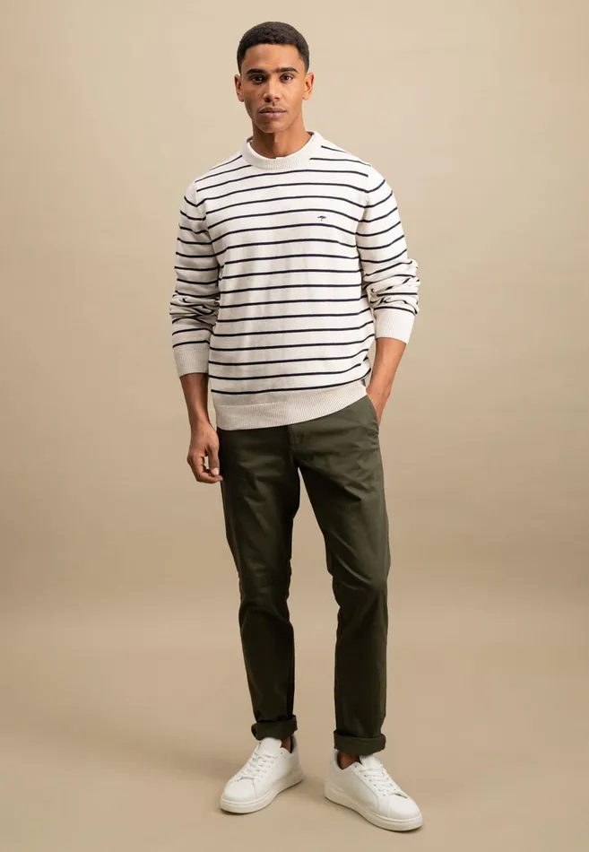 FYNCHHATTON Knitting Sweater With Fine Stripes Navynew Offwhite Men Sweater