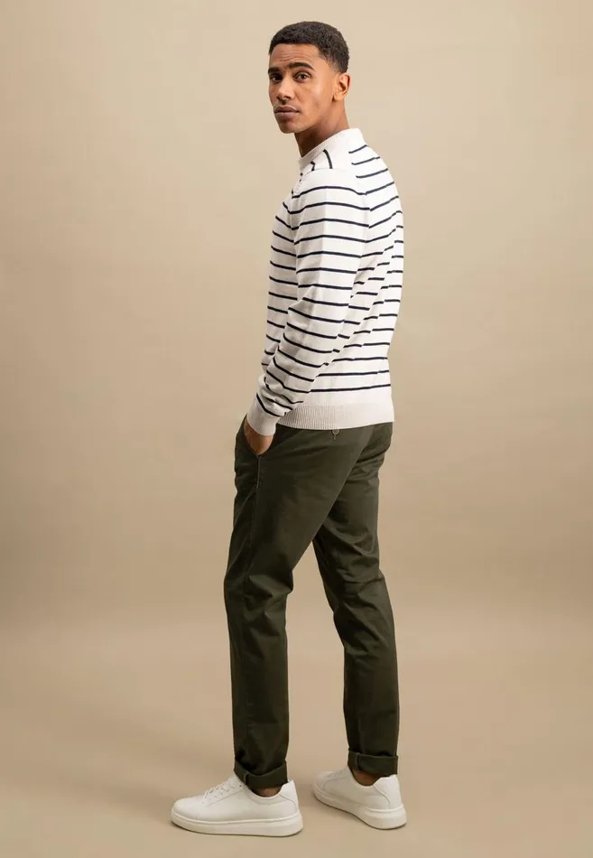 FYNCHHATTON Knitting Sweater With Fine Stripes Navynew Offwhite Men Sweater