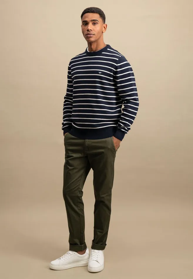 FYNCHHATTON Knitting Sweater With Fine Stripes Navynew Offwhite Men Sweater