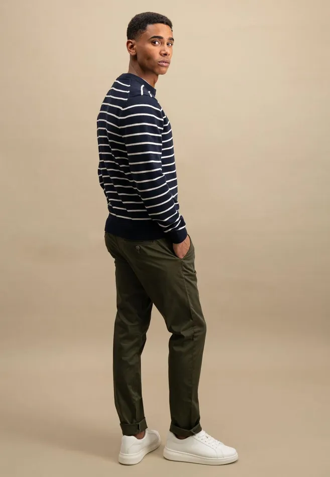 FYNCHHATTON Knitting Sweater With Fine Stripes Navynew Offwhite Men Sweater