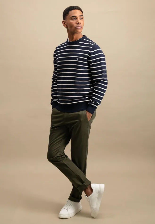 FYNCHHATTON Knitting Sweater With Fine Stripes Navynew Offwhite Men Sweater