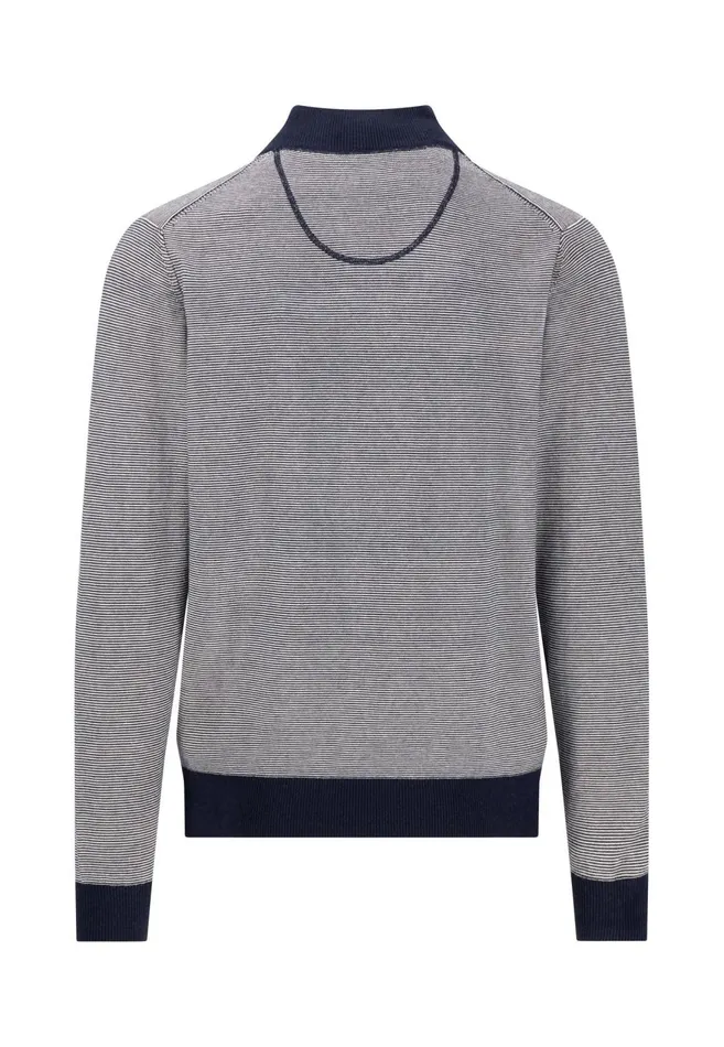 FYNCHHATTON Knitting Sweater With Troyer Collar In TwoColorLook Navy Men Sweater