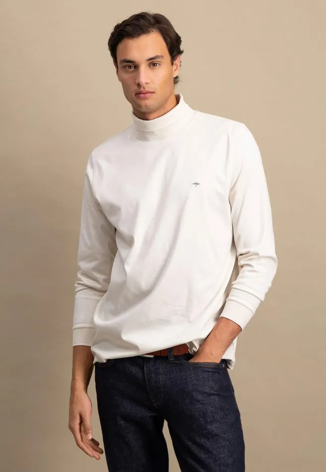 FYNCHHATTON Long sleeved Shirt Made Of Cotton With Turtleneck Offwhitenavyblack Men Tshirts FYNCHHATTON Long sleeved Shirt Made Of Cotton With Turtleneck Offwhitenavyblack Men Tshirts