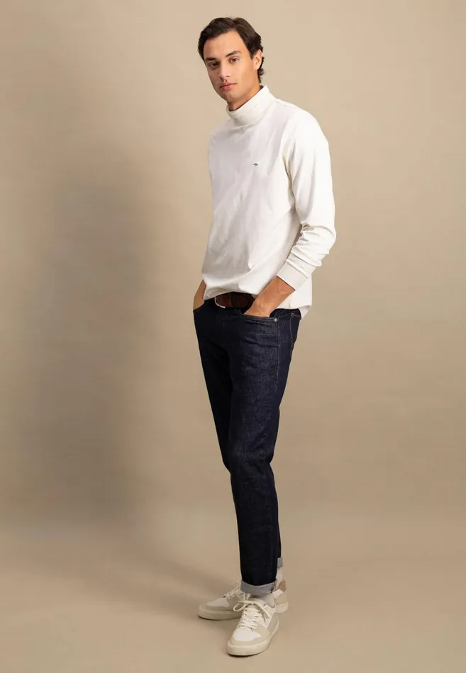 FYNCHHATTON Long sleeved Shirt Made Of Cotton With Turtleneck Offwhitenavyblack Men Tshirts