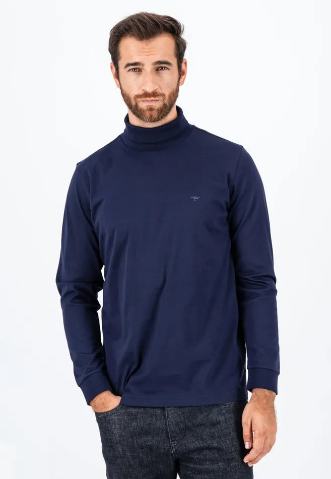FYNCHHATTON Long sleeved Shirt Made Of Cotton With Turtleneck Offwhitenavyblack Men Tshirts