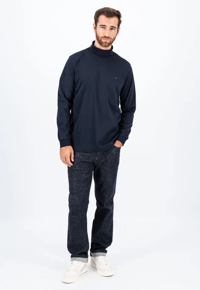 FYNCHHATTON Long sleeved Shirt Made Of Cotton With Turtleneck Offwhitenavyblack Men Tshirts