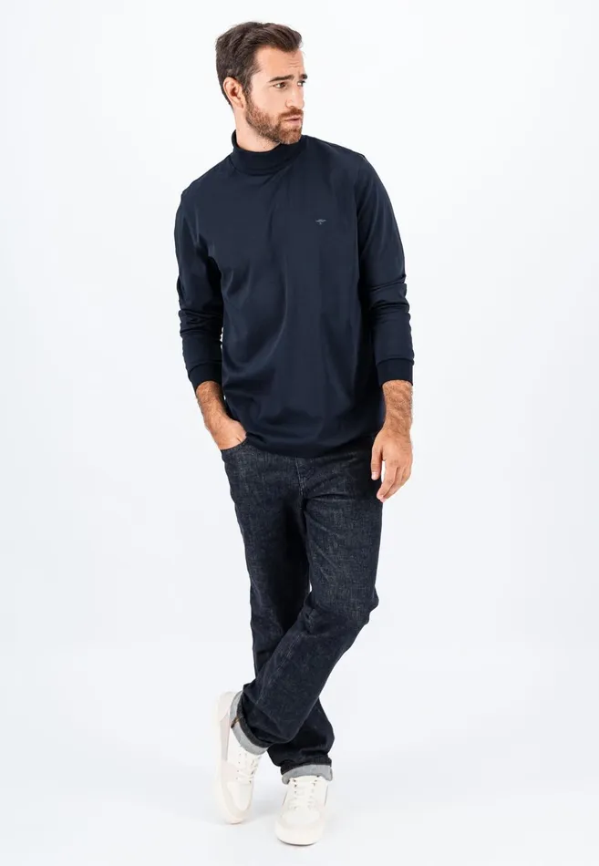 FYNCHHATTON Long sleeved Shirt Made Of Cotton With Turtleneck Offwhitenavyblack Men Tshirts