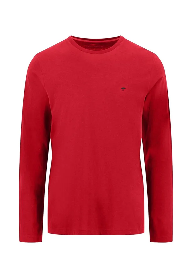 FYNCHHATTON Long sleeved Shirt With A Round Neckline Navymidnightasphaltpoppy Redblackstrong Bluewhite Men Tshirts