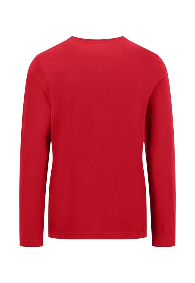 FYNCHHATTON Long sleeved Shirt With A Round Neckline Navymidnightasphaltpoppy Redblackstrong Bluewhite Men Tshirts
