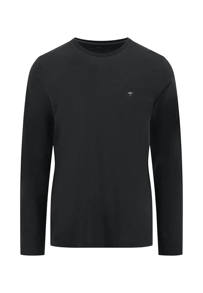 FYNCHHATTON Long sleeved Shirt With A Round Neckline Navymidnightasphaltpoppy Redblackstrong Bluewhite Men Tshirts