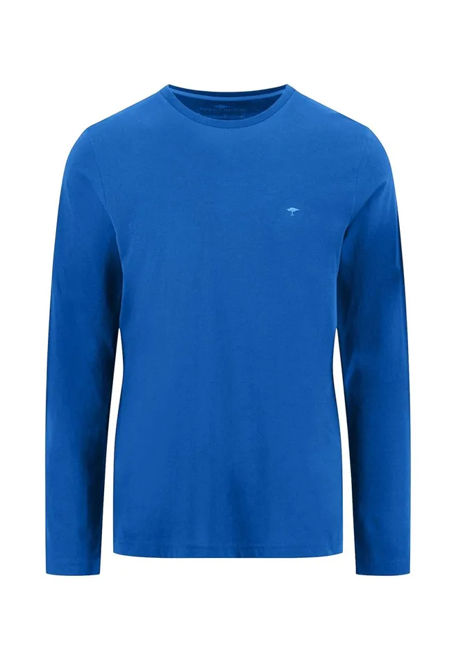 FYNCHHATTON Long sleeved Shirt With A Round Neckline Navymidnightasphaltpoppy Redblackstrong Bluewhite Men Tshirts