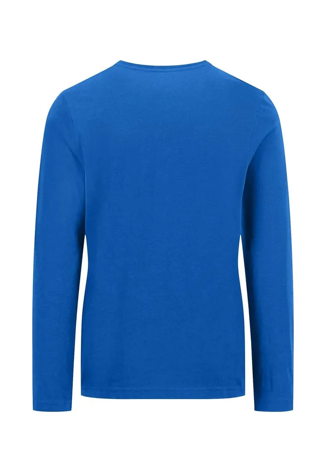 FYNCHHATTON Long sleeved Shirt With A Round Neckline Navymidnightasphaltpoppy Redblackstrong Bluewhite Men Tshirts
