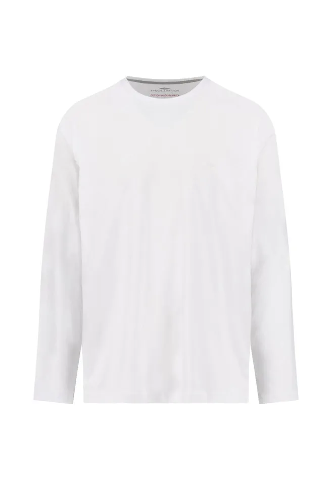 FYNCHHATTON Long sleeved Shirt With A Round Neckline Navymidnightasphaltpoppy Redblackstrong Bluewhite Men Tshirts