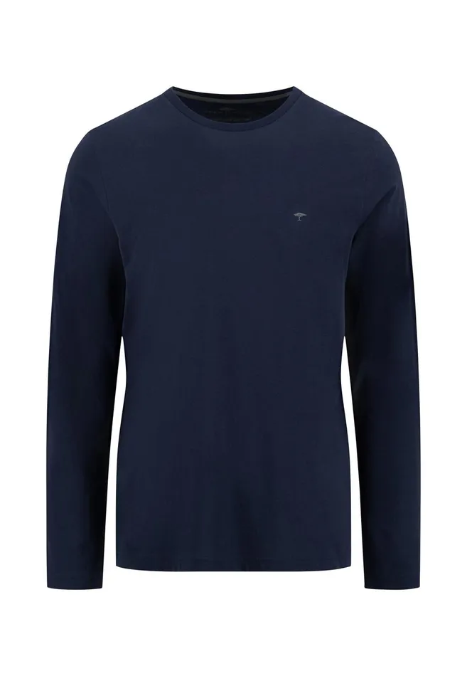 FYNCHHATTON Long sleeved Shirt With A Round Neckline Navymidnightasphaltpoppy Redblackstrong Bluewhite Men Tshirts