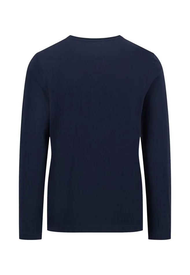 FYNCHHATTON Long sleeved Shirt With A Round Neckline Navymidnightasphaltpoppy Redblackstrong Bluewhite Men Tshirts