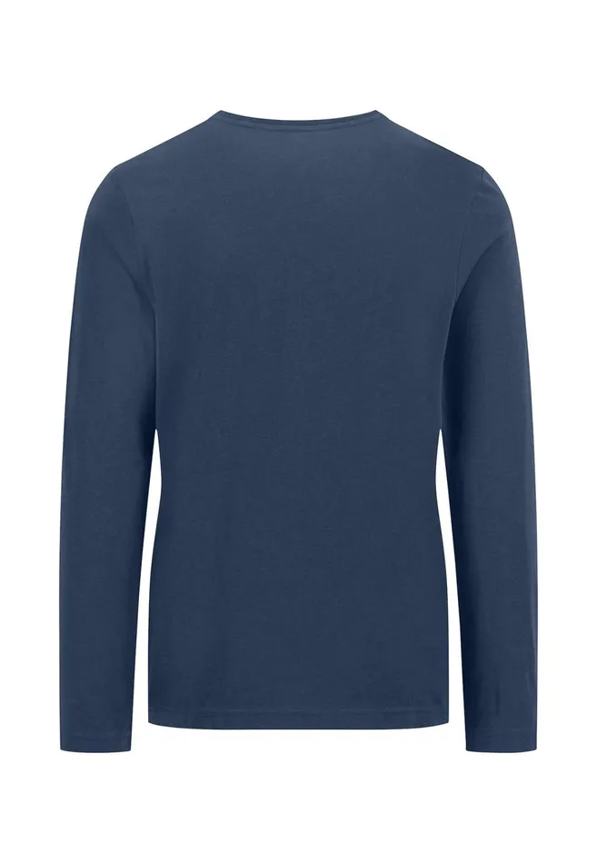FYNCHHATTON Long sleeved Shirt With A Round Neckline Navymidnightasphaltpoppy Redblackstrong Bluewhite Men Tshirts