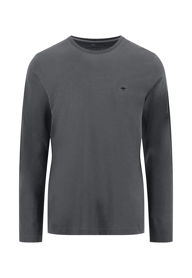 FYNCHHATTON Long sleeved Shirt With A Round Neckline Navymidnightasphaltpoppy Redblackstrong Bluewhite Men Tshirts