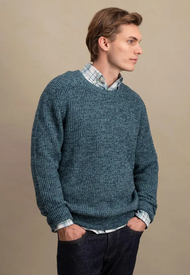 FYNCHHATTON Moulin Sweater Made Of Cotton Dark Tealruby Redflame Men Sweater