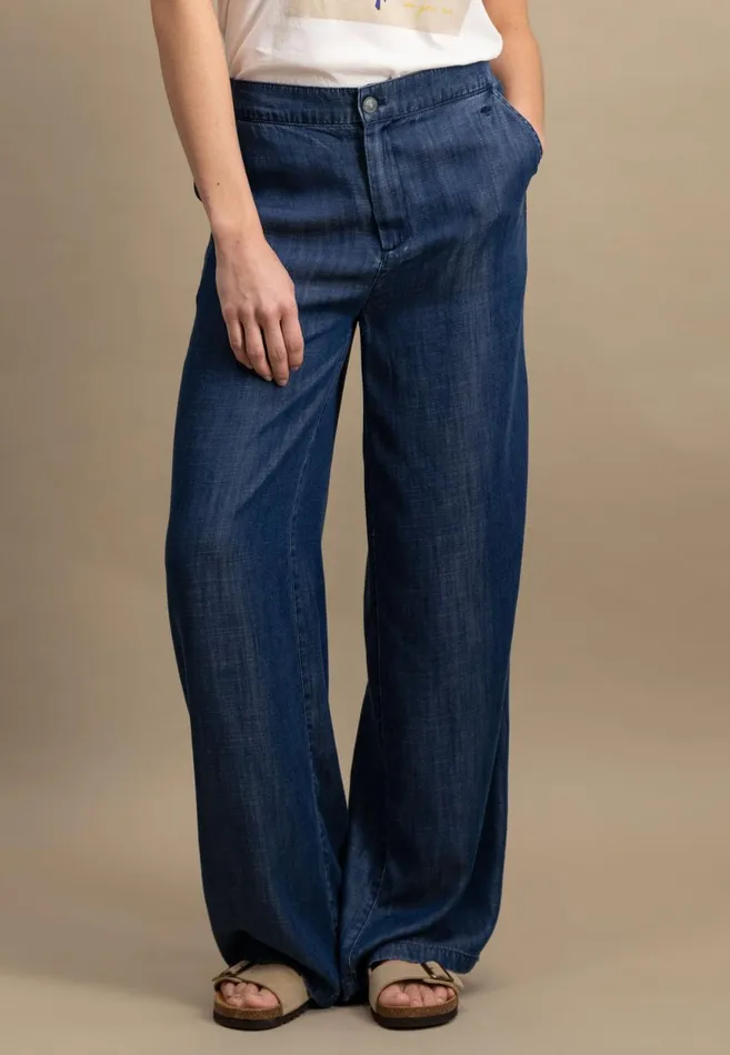 FYNCHHATTON Pants With Legwide Cut In Jeans Look Blue Purple Women Pants