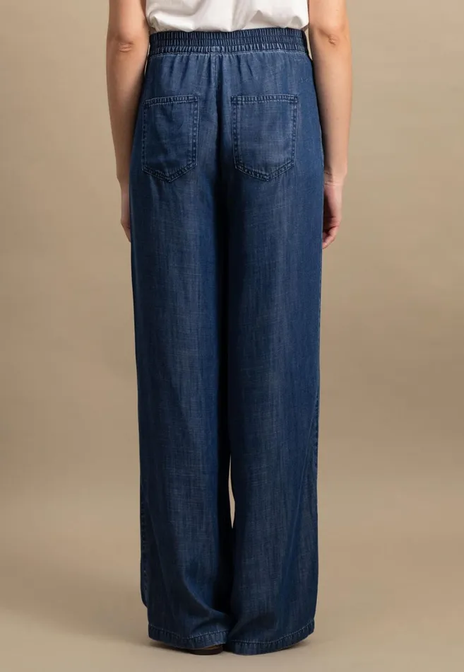 FYNCHHATTON Pants With Legwide Cut In Jeans Look Blue Purple Women Pants