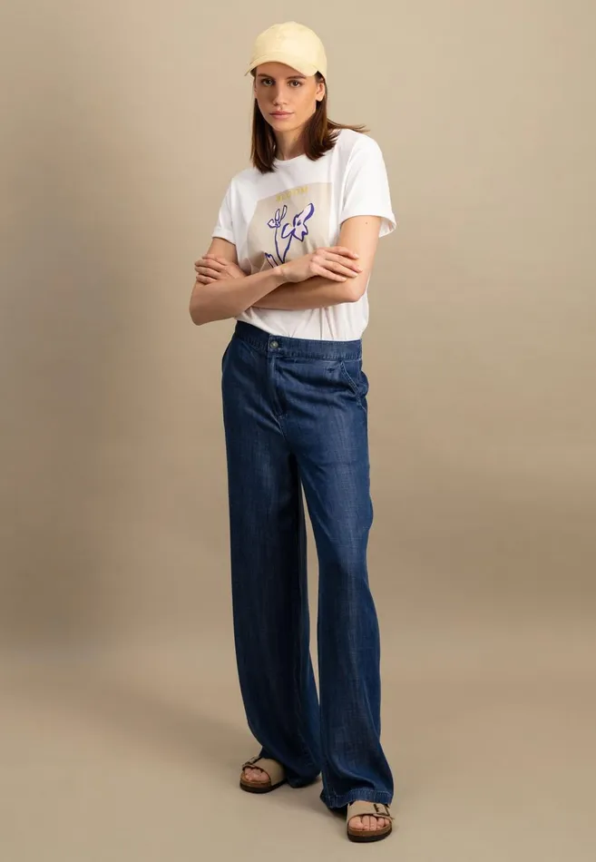 FYNCHHATTON Pants With Legwide Cut In Jeans Look Blue Purple Women Pants