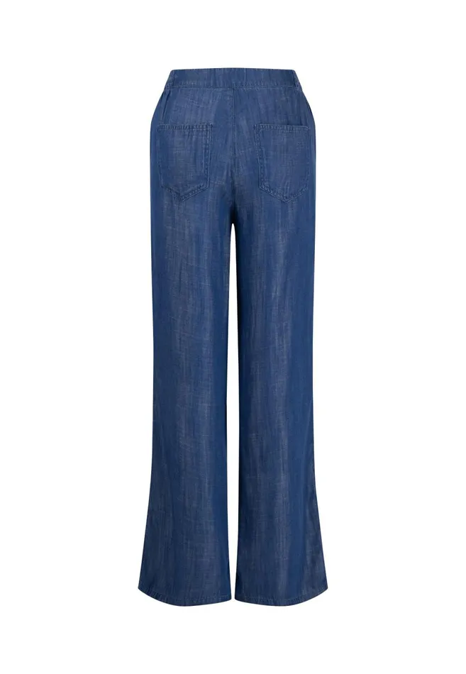 FYNCHHATTON Pants With Legwide Cut In Jeans Look Blue Purple Women Pants