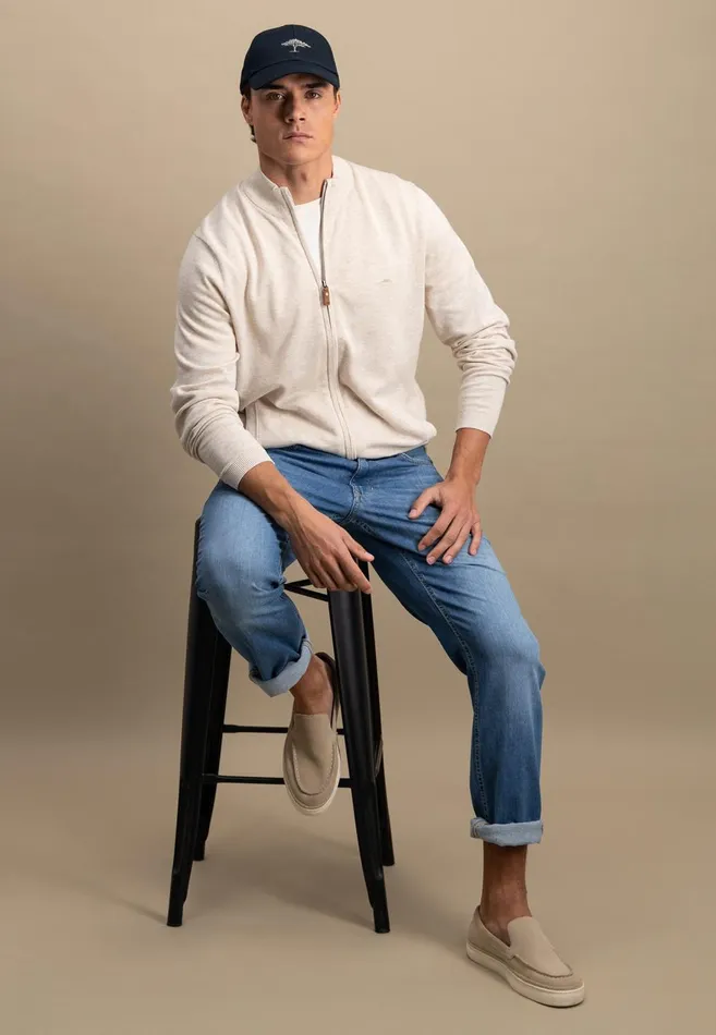 FYNCHHATTON Part Jacket With Stand up Collar In Plain Colors Summer Breezenavyturf Greennew Offwhite Men Cardigan