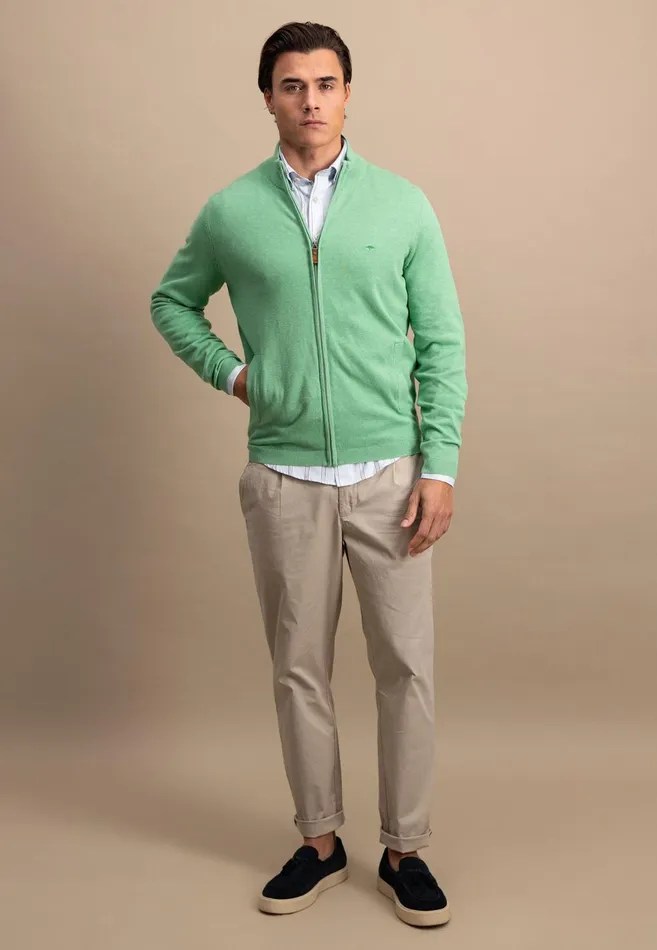 FYNCHHATTON Part Jacket With Stand up Collar In Plain Colors Summer Breezenavyturf Greennew Offwhite Men Cardigan