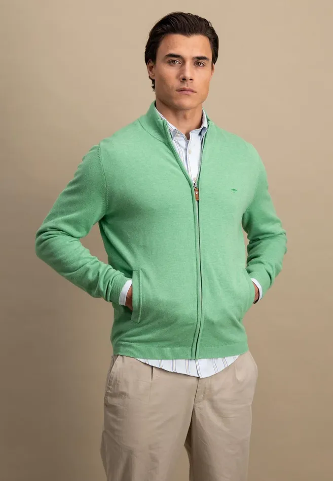 FYNCHHATTON Part Jacket With Stand up Collar In Plain Colors Summer Breezenavyturf Greennew Offwhite Men Cardigan