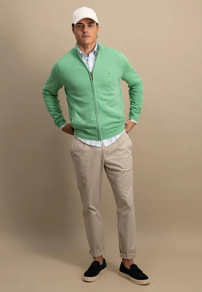 FYNCHHATTON Part Jacket With Stand up Collar In Plain Colors Summer Breezenavyturf Greennew Offwhite Men Cardigan