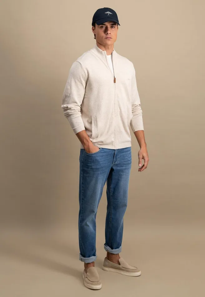 FYNCHHATTON Part Jacket With Stand up Collar In Plain Colors Summer Breezenavyturf Greennew Offwhite Men Cardigan