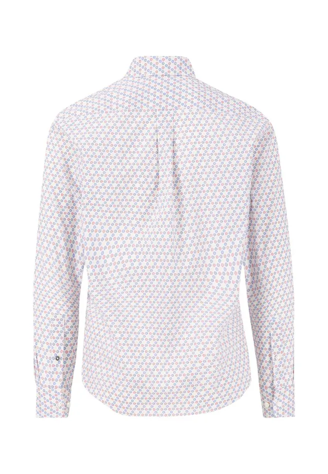 FYNCHHATTON Shirt With Buttondown Collar And Dot Pattern Poppy Redpeeturf Green Men Shirts